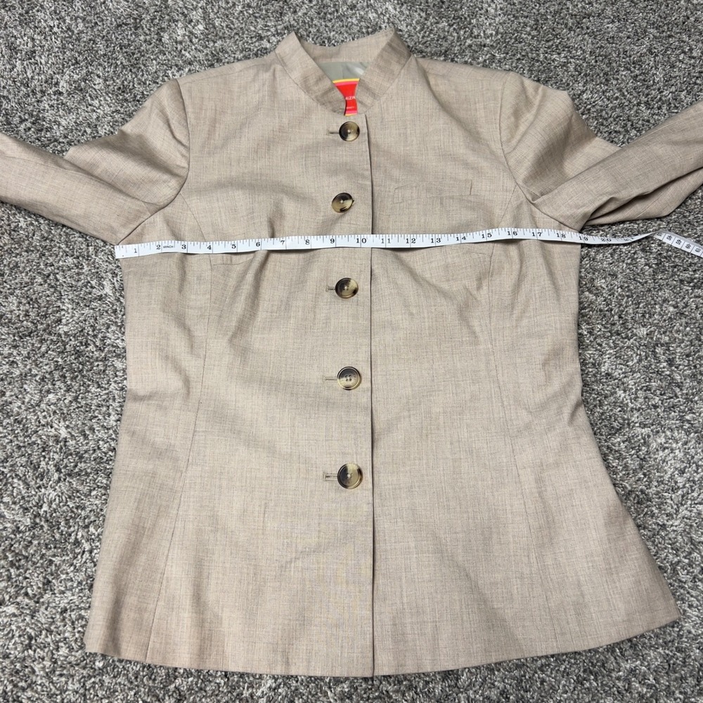 Isaac Mizrahi for Target Blazer Jacket Women's 10 Tan Beige Mandarin Collar Chic - Picture 5 of 9